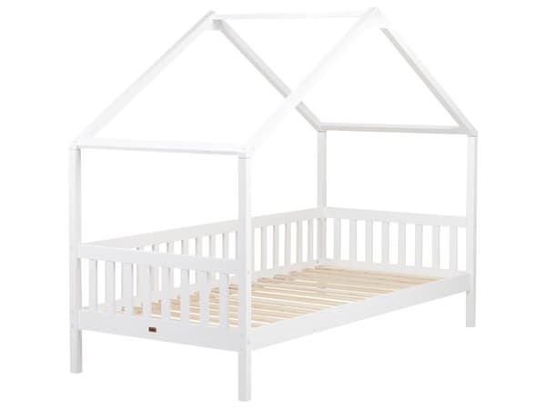 Barneseng Hvitt Tre Furu 90 x 200 cm Enkeltseng med Sengeramme med Lameller