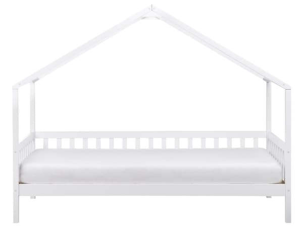 Barneseng Hvitt Tre Furu 90 x 200 cm Enkeltseng med Sengeramme med Lameller