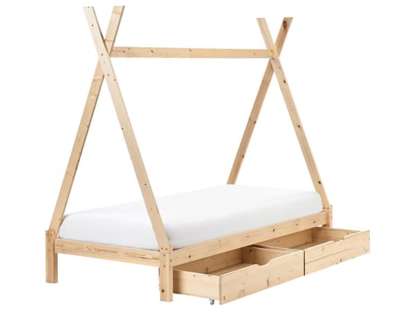 Barneseng Tipi Lyst Tre Furu 90 x 200 cm Enkeltseng med Lameller og Skuffer