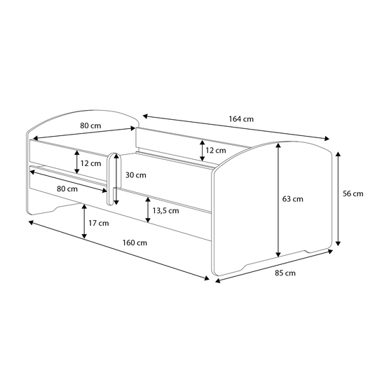 Barnsäng 80X160 Cm Med Madrass - Vit