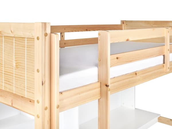 Barneseng med Sovesofa Lyst Furu Trebunn Lamellbunn med Skrivebord og Stige Loftseng Moderne Multifunksjonelt Barnerom 90 x 200 cm