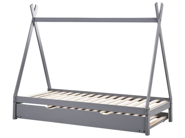 Barneseng Grå Furu 90 x 200 cm Enkeltseng Spaltegulv for Småbarn Moderne Barnehage