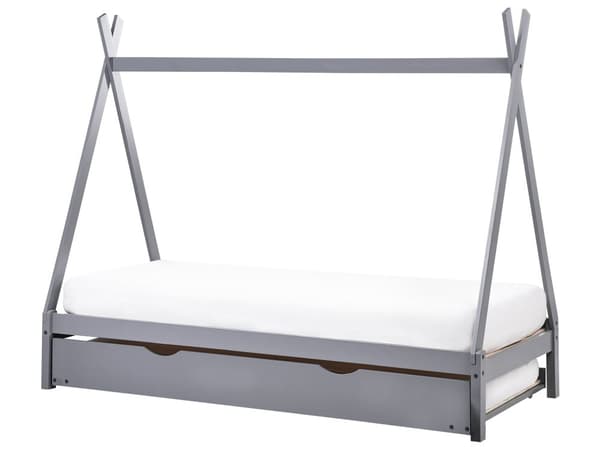 Barneseng Grå Furu 90 x 200 cm Enkeltseng Spaltegulv for Småbarn Moderne Barnehage