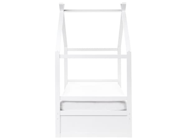 Barneseng i Hvit Furu 90 x 200 cm Enkeltseng med Lamellramme Oppbevaringsskuffeseng for Småbarn