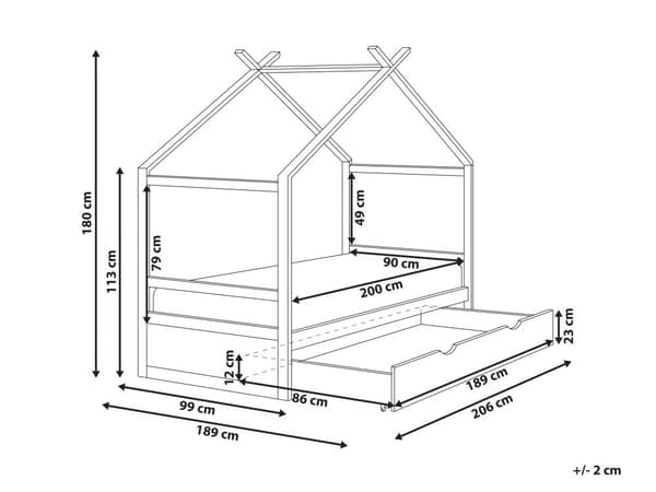 Barneseng i Lyst Furu 90 x 200 cm Enkeltseng med Lamellramme Oppbevaringsskuffeseng for Småbarn