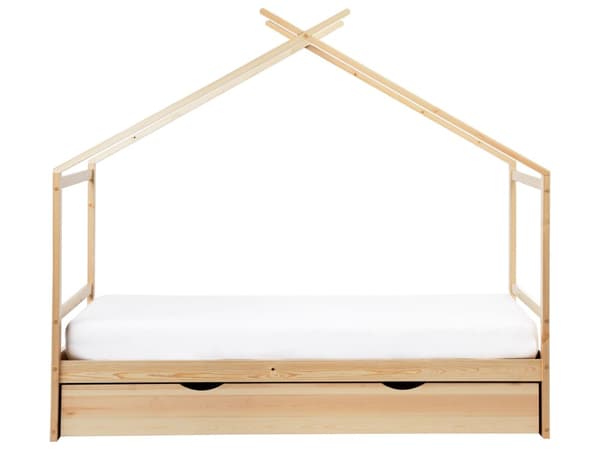 Barneseng i Lyst Furu 90 x 200 cm Enkeltseng med Lamellramme Oppbevaringsskuffeseng for Småbarn