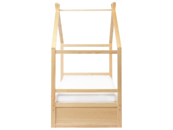 Barneseng i Lyst Furu 90 x 200 cm Enkeltseng med Lamellramme Oppbevaringsskuffeseng for Småbarn