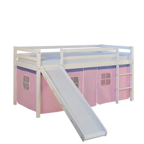 Loftseng Med Gardin, Madras Og Rutsjebane 90x200 Cm - Pink