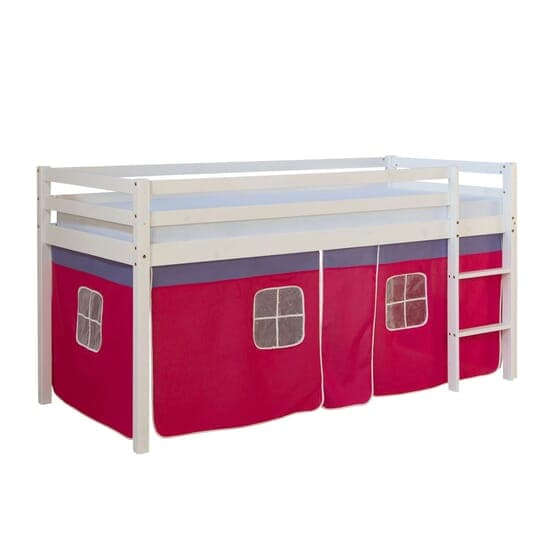 Parvisänky verholla ja patjalla 90x200 cm - tummanpunainen