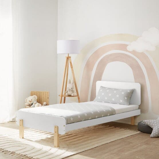 Enkelsäng För Barn Med Huvudända - 90x200 Cm - Vit