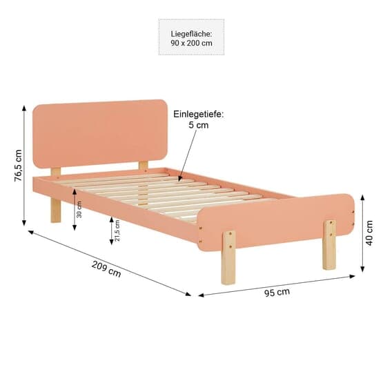 Enkelsäng För Barn Med Huvudända - 90x200 Cm - Röd