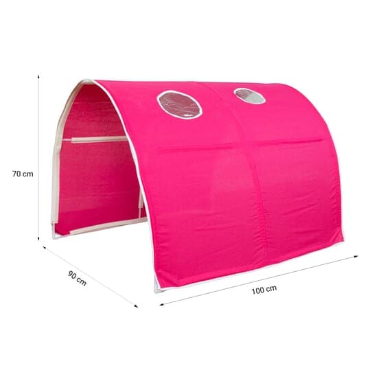 Loftsäng Med Gardin, Madrass Och Tunnel  90x200 Cm - Mörkrosa