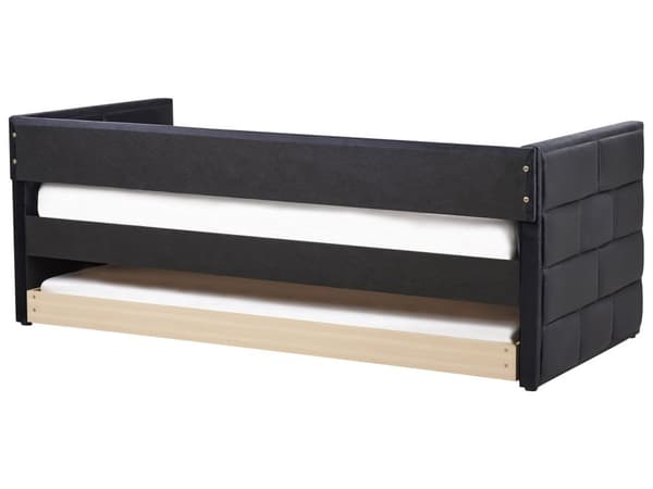 Dagseng Svart Fløyel 90 x 200 cm Lamellramme Glamorøs stil Uttrekkbar seng Soverom