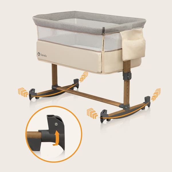 LIONELO Leonie - Samsovbädd med madrass - Från 0 Kg till 9 Kg - Justerbar höjd och lutning - Beige