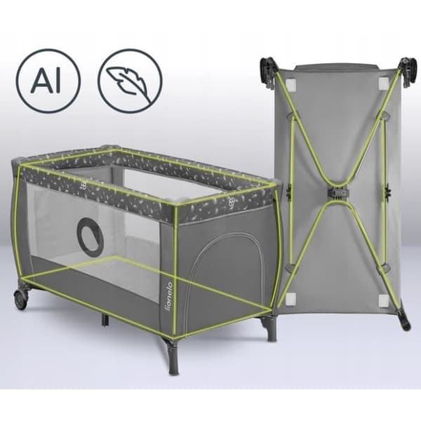 Lionelo Stefi Plus Grå Vit Babysäng - LIONELO - 23x23x81cm - Justerbar höjd - Madrass ingår