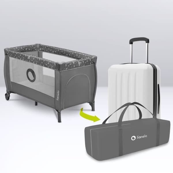 Lionelo Stefi Plus Grå Vit Babysäng - LIONELO - 23x23x81cm - Justerbar höjd - Madrass ingår