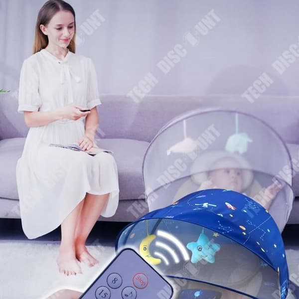 TD® Smart baby elektrisk gungstol hopfällbar och tvättbar mor och baby koaxial baby att sova blueto spjälsäng