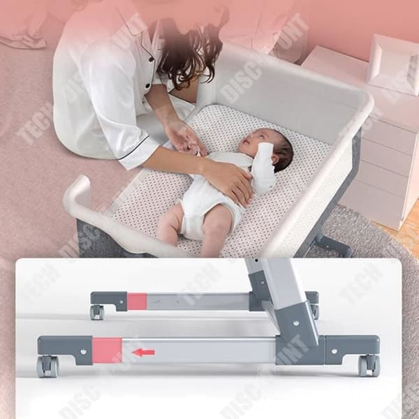 TD® Bärbar Spjälsäng Vikbar Vaggsäng Avtagbar Justerbar höjd Nyfödd Splicing Queen Bed med säkerhetsbälte