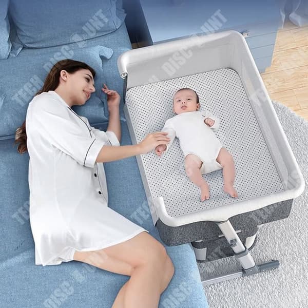 TD® Bärbar Spjälsäng Vikbar Vaggsäng Avtagbar Justerbar höjd Nyfödd Splicing Queen Bed med säkerhetsbälte