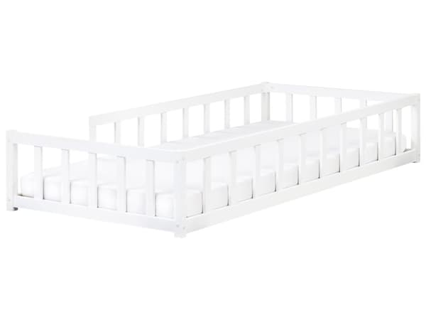 Barneseng Hvitt Tre Furu 90 x 200 cm med Lamellramme Seng for Småbarn