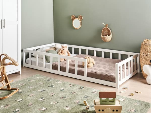 Barneseng Hvitt Tre Furu 90 x 200 cm med Lamellramme Seng for Småbarn