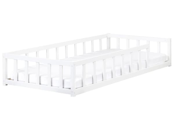 Barneseng Hvitt Tre Furu 90 x 200 cm med Lamellramme Seng for Småbarn