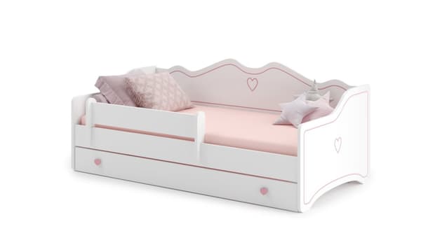 EMMA børneseng med skuffe og sengehest 160x80 pink