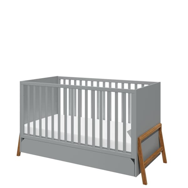 Lotta grå spjälsäng/småbarnssäng 70x140 med låda