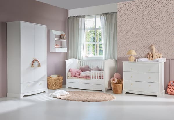 Royal tidlös vit spjälsäng 70x140 / bäddsoffa 70x140