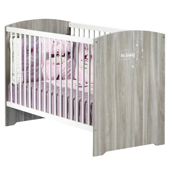 Babysäng med stänger - 120 x 60 cm - Babyprice Smile - Flinta ek - Vit