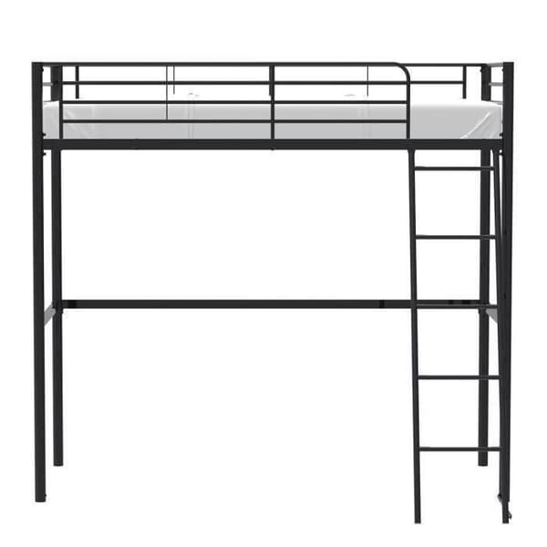 ELIOT barnens entresolsäng i svart metall 90x190cm med boxfjäder ingår