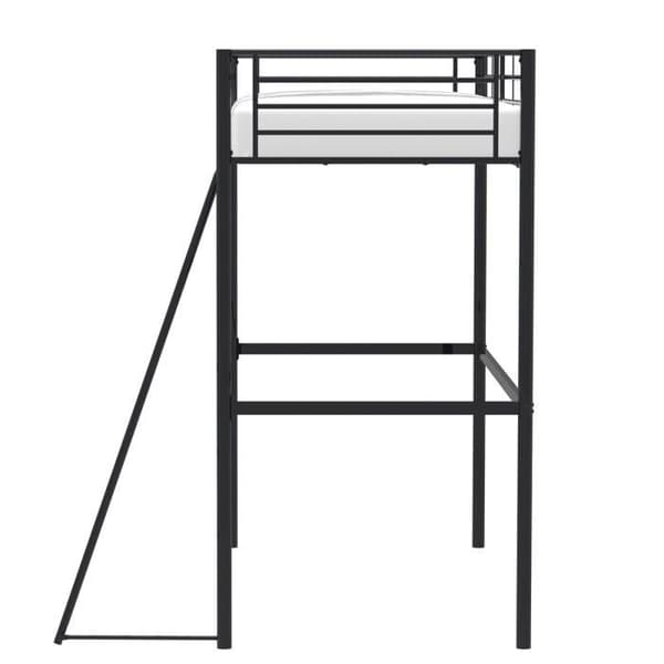 ELIOT barnens entresolsäng i svart metall 90x190cm med boxfjäder ingår
