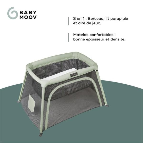 Babymoov Paraplyspänt 3-i-1 Moov och Comfy - Från födseln upp till 4 år - Spjälsäng Stor Extrasäng & Lekeområde