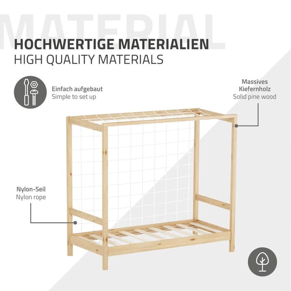 ML-Design børneseng fodboldmål 70x140 cm, natur, enkeltseng til børn, træseng med lamelbund & målnet, ungdomsseng af fyrretræ, sengeramme til