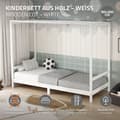 Miniatyrbild 2 av 8: ML-Design barnsäng fotbollsmål 90x200 cm, vit, enkelsäng för barn, träsäng med lamellram &amp; målnät, ungdomssäng av furu, sängram för pojkar och