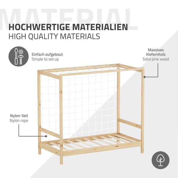 ML-Design lastensänky jalkapallomaali 80x160 cm, luonnollinen, yhden hengen sänky lapsille, puinen sänky, jossa on ristikkorunko ja maaliverkko,