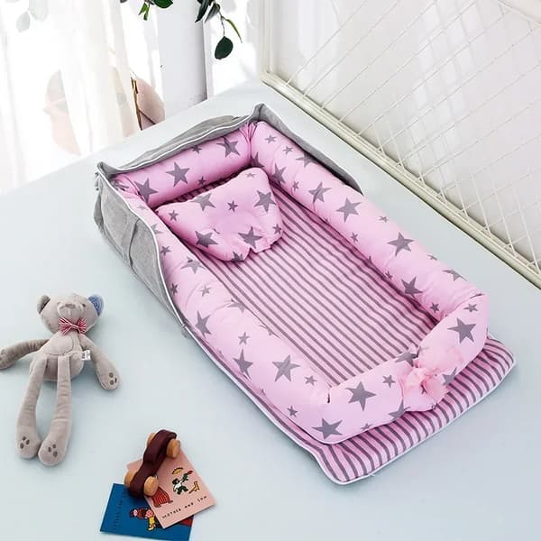 Bärbar Spädbarnssäng, Mjuk Bomullsmaterial, Fängslande Tecknade Mönster,Stil11(85x45x12cm)