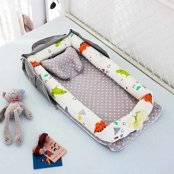 Bärbar Spädbarnssäng, Mjuk Bomullsmaterial, Fängslande Tecknade Mönster,Stil7(85x45x12cm)