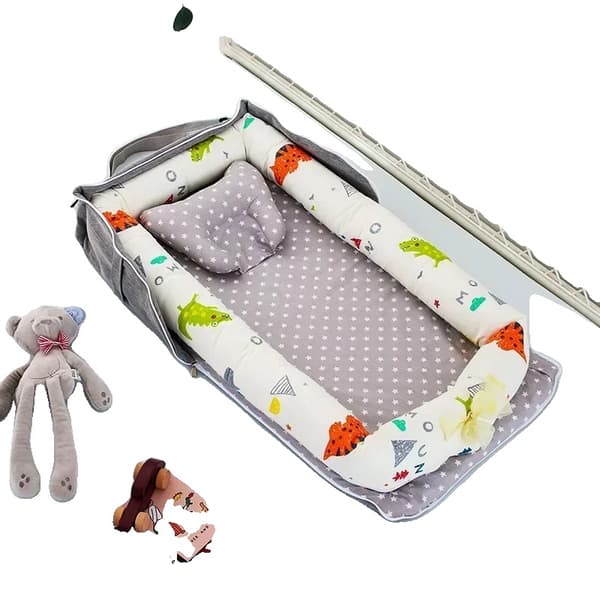 Bärbar Spädbarnssäng, Mjuk Bomullsmaterial, Fängslande Tecknade Mönster,Stil7(85x45x12cm)