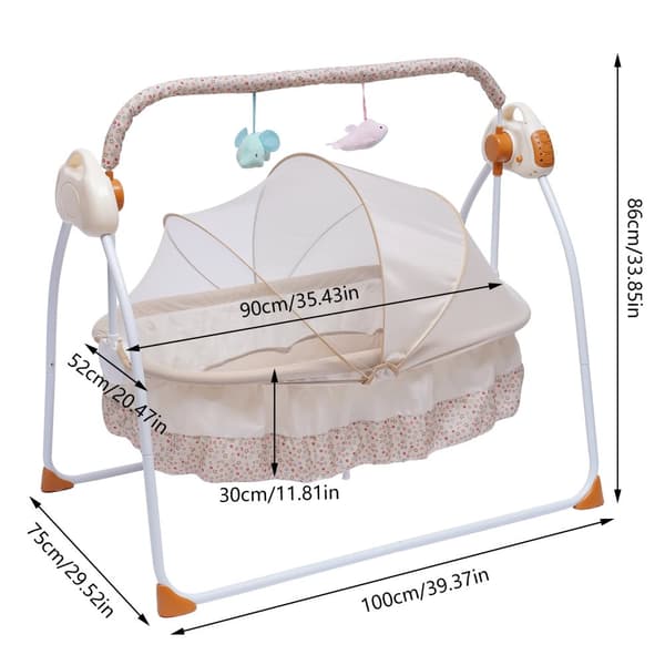 Elektrisk Baby Vugge, 5 Hastighedsindstillinger, Belastningskapacitet 0-25 kg,Khakifarve