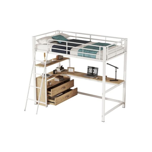 Ljust mezzanin, 90*200 cm, laminatdesign, utan madrass, vit