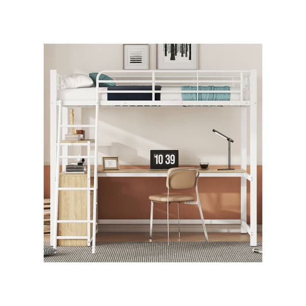 Ljust mezzanin, 90*200 cm, laminatdesign, utan madrass, vit