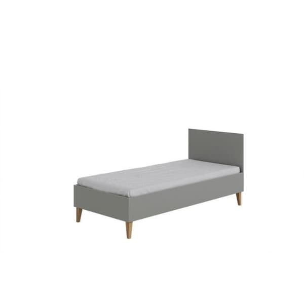 KUBI barnsäng - Kocot Kids - Grå - 80x180 cm - Ben i massiv ek - Lamellbotten
