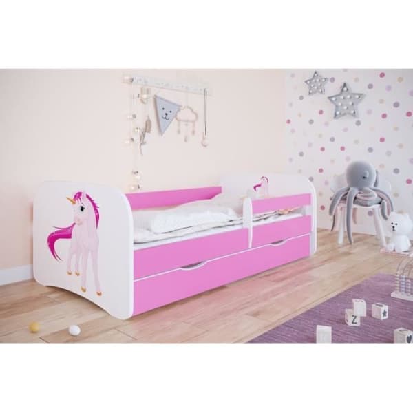 Rosa Unicorn babysäng med låda och 140/70 madrass - Kocot Kids