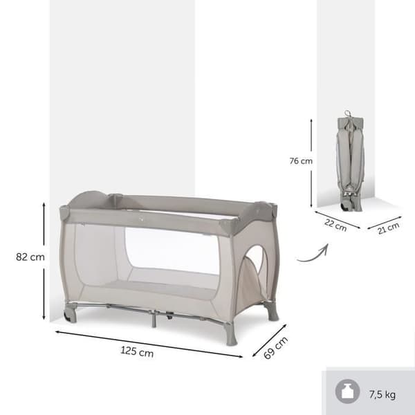 Sleep N Play Go Plus resesäng - HAUCK - beige - lätta och praktiska - hjul