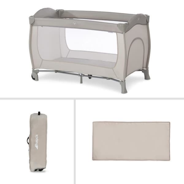 Sleep N Play Go Plus resesäng - HAUCK - beige - lätta och praktiska - hjul