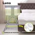 Miniatyrbild 5 av 6: Lit cododo LIONELO Luna - 4 x Roulettes - Matelas inclus - Upp till 9 kg - Höjd och lutning justerbara - Grå
