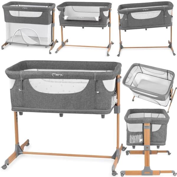 MoMi SMART BED - 4in1 - Samsovsäng, Spjälsäng - multifunktionell - Grå
