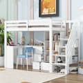 Miniatyrbild 1 av 6: LIT mezzanin, 90x200 cm, utan madrass, teleskopstege, flera hyllor, certifierad EN 747, vit