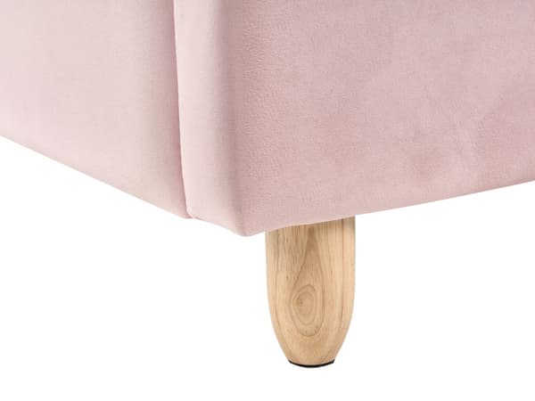 Seng Rosa Fløyel Polstret Ramme Nakkestøtte 90 x 200 cm Enkeltseng Soverom Barnerom Moderne Tradisjonell